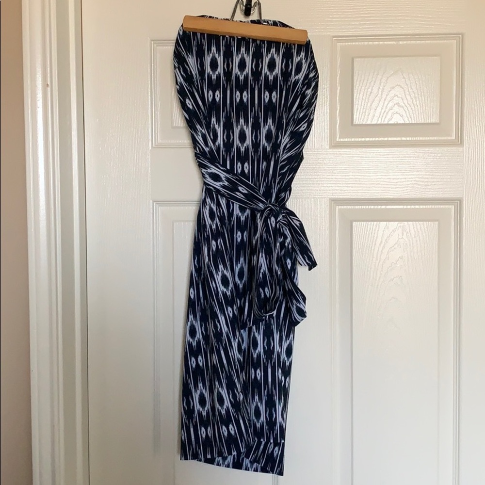Indigo Blue and White Strapless summer dress
